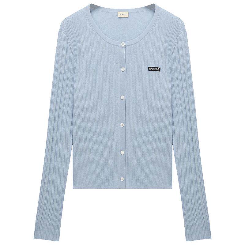 【新品】OCHIRLY欧时力 针织外套2026夏羊毛坑条修身气质防晒开衫