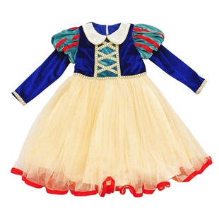 正版女童白雪公主裙子春秋装儿童冰雪奇缘爱莎裙子生日礼服连衣裙