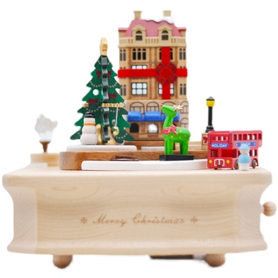 jeancard木质音乐盒圣诞新年礼物