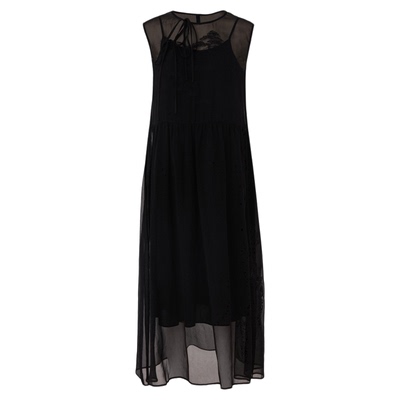 AUM噢姆秋季黑色中式斜襟无袖桑蚕丝连衣裙