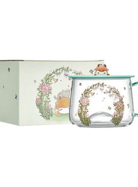共禾京品小清新玻璃杯带盖大容量