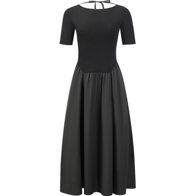 【明星同款】JASON WU25新款系带针梭织拼接连衣裙小黑裙