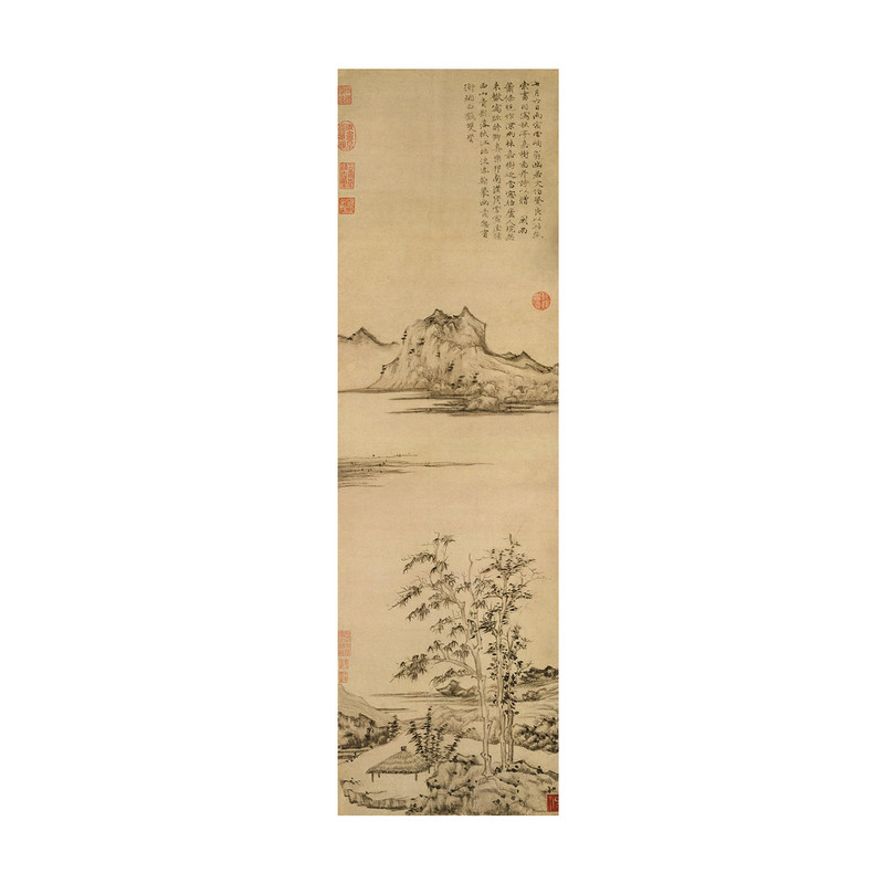 元倪瓒秋亭嘉树图国画山水画古代名画复制品艺术微喷宣纸字画画心
