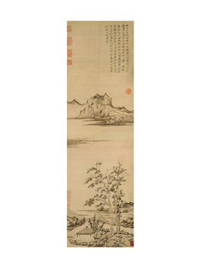 元倪瓒秋亭嘉树图山水画微喷