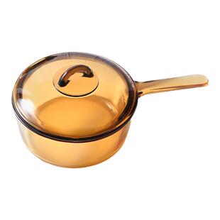 进口乐美雅琥珀锅 玻璃锅单柄燃气炖锅汤锅家用 透明宝宝辅食锅