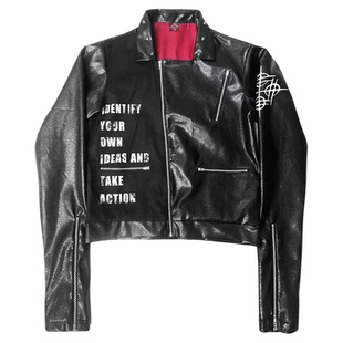 DETW 25AW*原创小众暗黑朋克高级感金属铆钉皮衣夹克短款外套男女