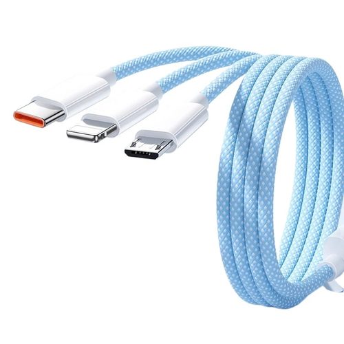 【国家3C认证】120W充电器三合一线数据线充电头一拖三多功能多头车载三头充电线快充套装USB适用苹果安卓