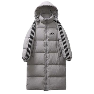 90白鸭绒三杠灰色羽绒服