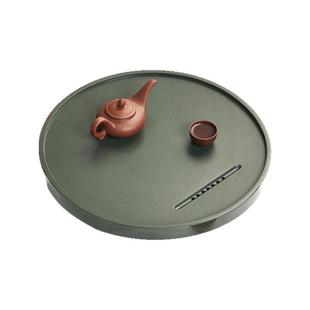 天然整块天罗绿石茶盘天然原石头家用排水式新中式轻奢圆形石茶台