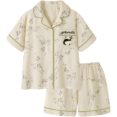 情侣睡衣夏季纯棉纱布短袖家居服