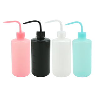 长嘴壶彩色塑料洗瓶500ml弯嘴壶纹身清洗瓶绿皂蓝藻空瓶美妆工具