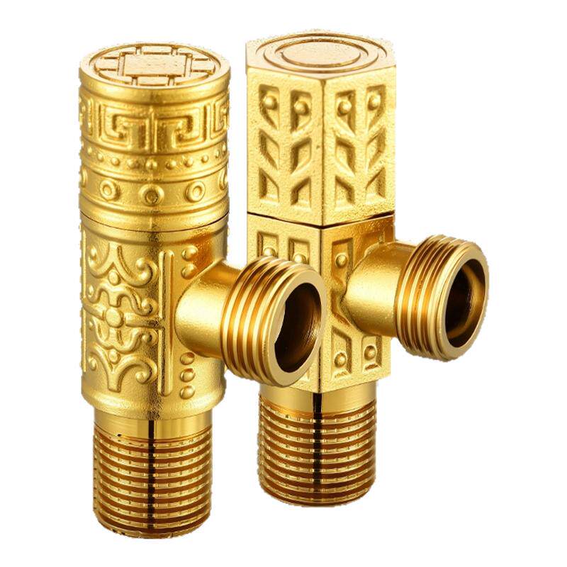 金色全铜角阀三角阀冷热水通用阀门开关4分水阀三角阀分水器加厚