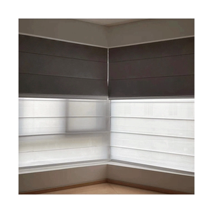 缥缈时光电动双层日夜罗马帘遮光窗帘卧室客厅遮阳打孔卷帘升降帘