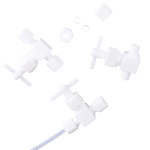 四氟卡套针阀特氟龙流量调节阀PTFE两通阀1/8管4MM6MM8MM10MM12管