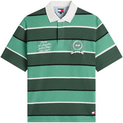 Tommy男装纯棉学院宽松条纹POLO