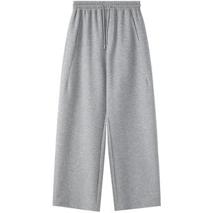 LAGOGO宽松好看休闲运动裤女拉谷谷2026春新款灰色百搭弯刀裤