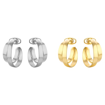 达弥曲线系列大小重叠双环耳坠