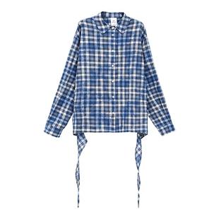 TurnSignal潮牌格子长袖衬衫女夏季2025新款复古休闲宽松上衣外套