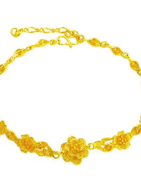 新款黄金色手链女款仿金包银玫瑰花手镯光圈手环送妈妈送女友礼物