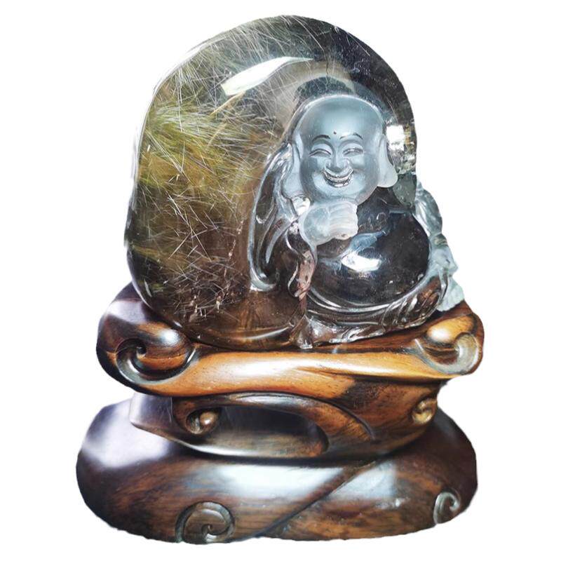 天然水晶精雕摆件收藏钛晶金发晶