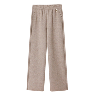 雅鹿中年妈妈毛呢裤冬季加绒加厚长裤中老年人春秋高腰休闲女裤子