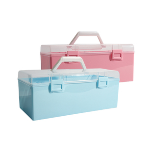 书法收纳盒初学者入门便携大容量三层手提盒文房四宝专用美术工具箱小学生国画颜料多功能透明手提收纳盒子