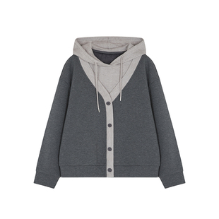 IHIMI海谧加绒假两件上衣卫衣女2025秋冬季新款爆款加厚春秋休闲