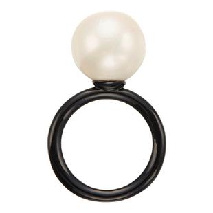 SOFT ROOM复古黑珐琅天然大珍珠赫本戒指原创设计小众设计高级感