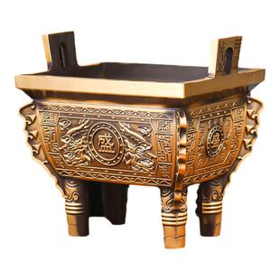 黄铜四方鼎司母茂鼎玄关办公室纯黄铜鼎摆件乔迁开业装饰礼品饰品