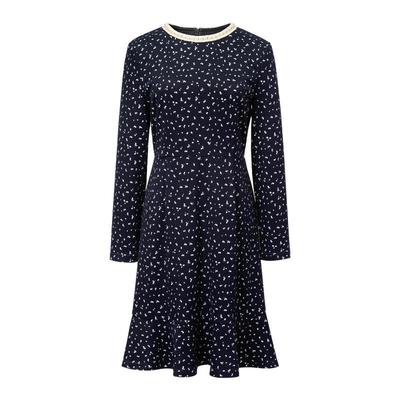 颜域碎花收腰长袖连衣裙