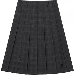 TeenieWeenie小熊女装半身裙秋冬季休闲气质优雅格纹中长百褶裙