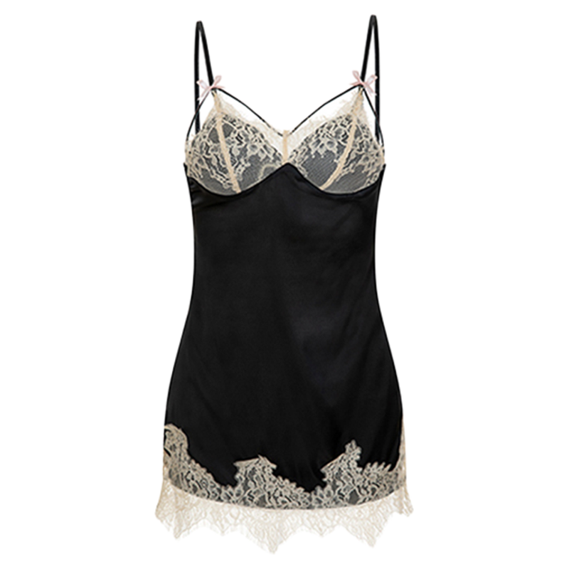 「LA」金屋藏娇*性感镂空蕾丝法式吊带睡裙露背网纱薄款睡衣女夏