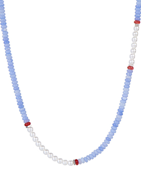 天然石紫色玛瑙珍珠项链配饰女