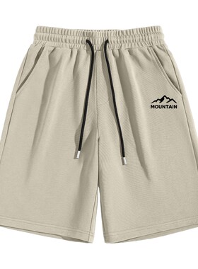 班尼路纯棉短裤男款松紧腰卡其色