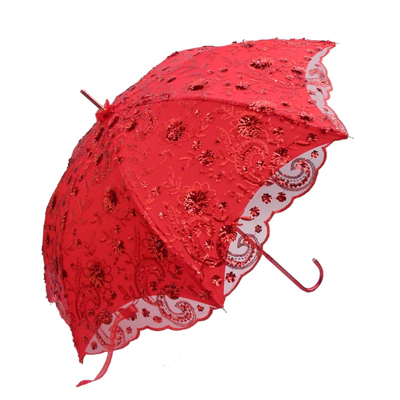 泓公子红色结婚新娘雨伞长柄雨伞