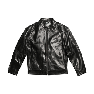 【肖特26】NEIGBORL钊叔制美式潮流亮面进口小牛皮衣水洗机车夹克