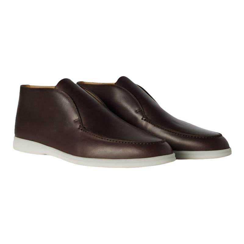 Loro Piana/诺悠翩雅男鞋柔软棕色鹿皮舒适休闲莫卡辛鞋短靴