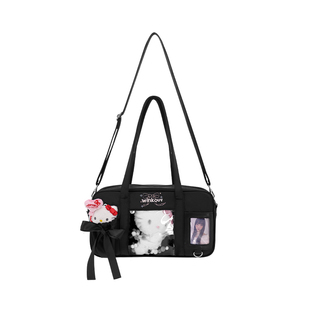 小食量日常款斜挎外出小痛包韩系ins追星kpop黑色10cm娃包大容量