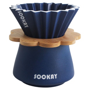 SOOKAY办公家用V60过滤杯滴滤式墨黑磨砂手冲咖啡壶陶瓷器具套装