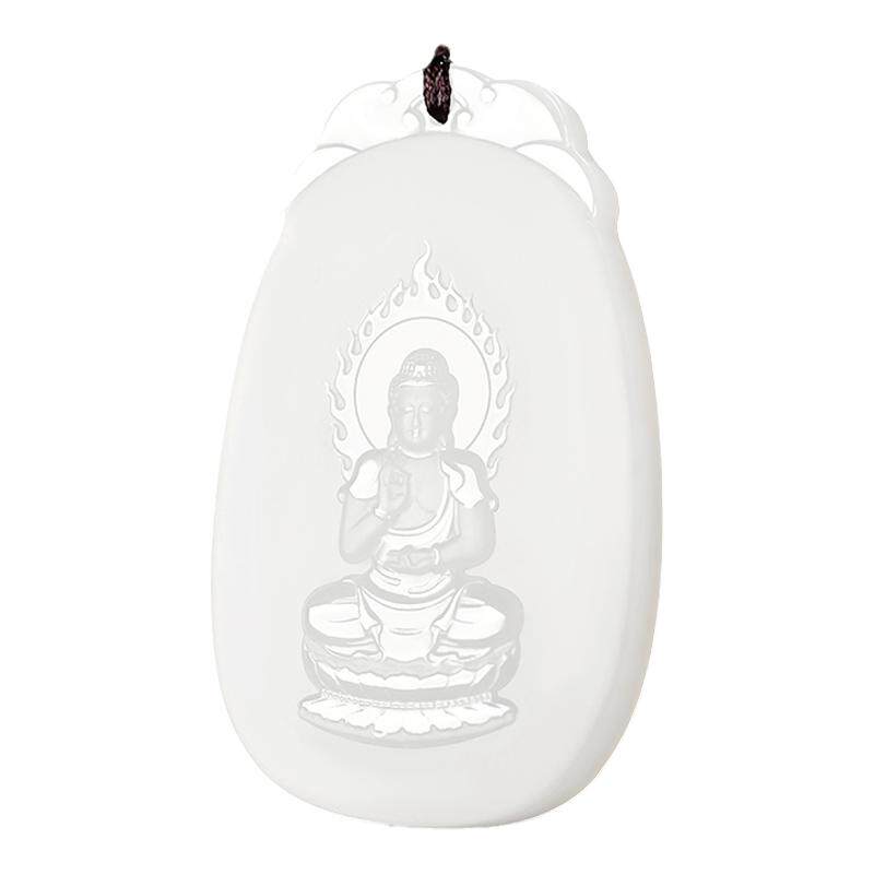 羊脂白玉生肖阿弥陀佛守护神吊坠