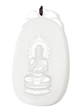羊脂白玉生肖阿弥陀佛守护神吊坠