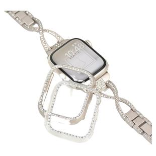 【闪钻半包】适用AppleWatch带钻保护壳S10/11苹果手表镶钻S8/9边框壳iwatch6/7/SE代电镀半包硬壳42/46mm女