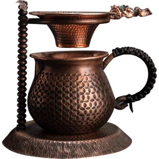 容山堂 铜公道杯 手工加厚大号分茶器茶海茶漏托架套装功夫茶具