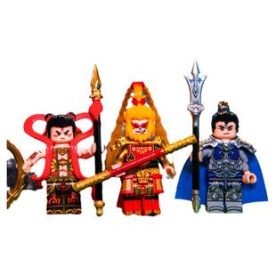 迪库激斗西游记小侠孙悟空哪吒杨戬天庭三大战力积木人仔拼装玩具