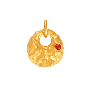 明牌珠宝黄金称心如意小金坨 足金锤纹秤砣吊坠国潮项坠AFC0810