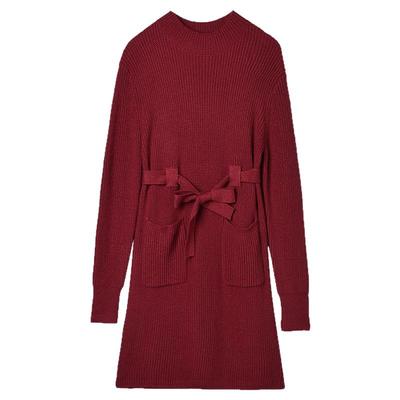 长袖短裙简约针织连衣裙