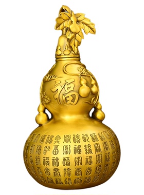 黄铜铜葫芦摆件大号纯福禄空心开口大葫芦百福客厅家居玄关装饰