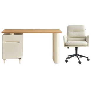 全友家居现代简约书桌椅奶油风卧室书房储物一体办公桌电脑桌子