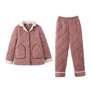 安之伴【巨保暖】三层夹棉情侣睡衣冬季加厚冬款珊瑚绒男女家居服