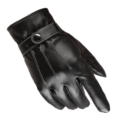 骑行手套冬天皮尤加绒保暖皮手套